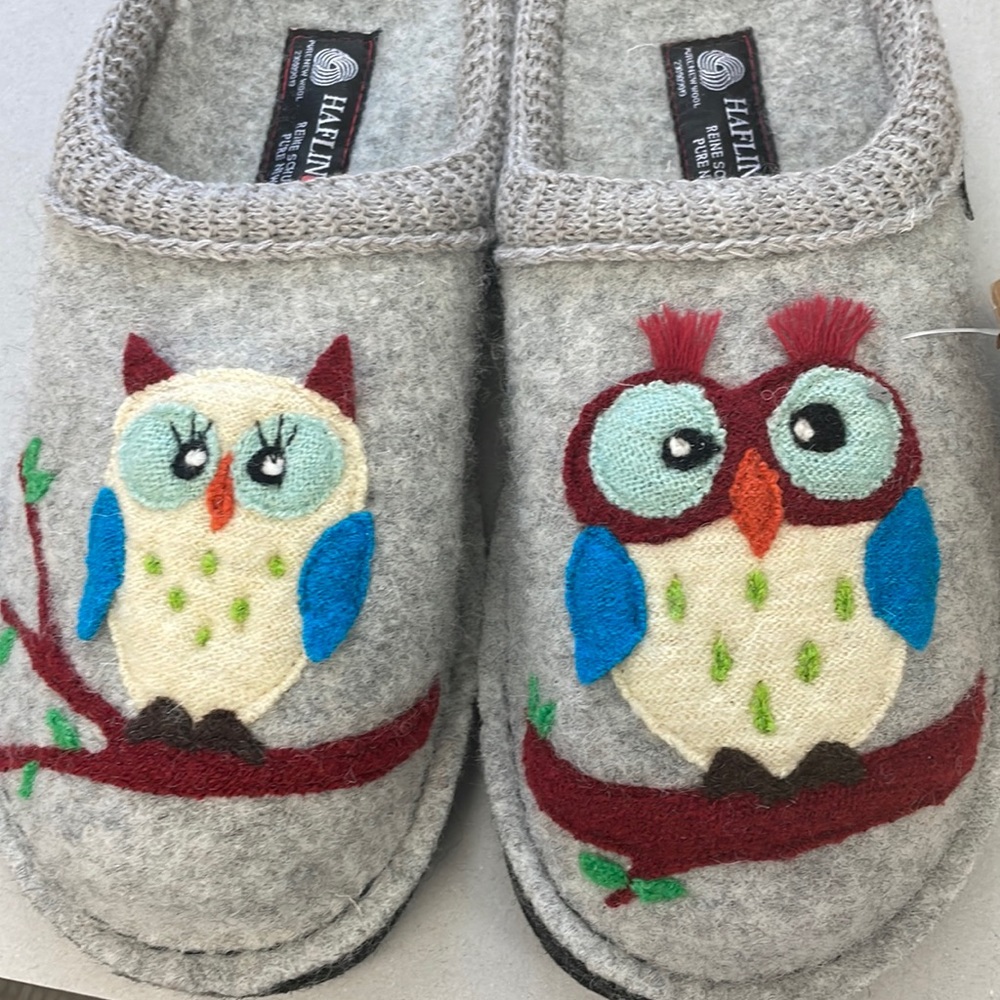 Haflinger Olivia Silver/Grey Owl Slippers